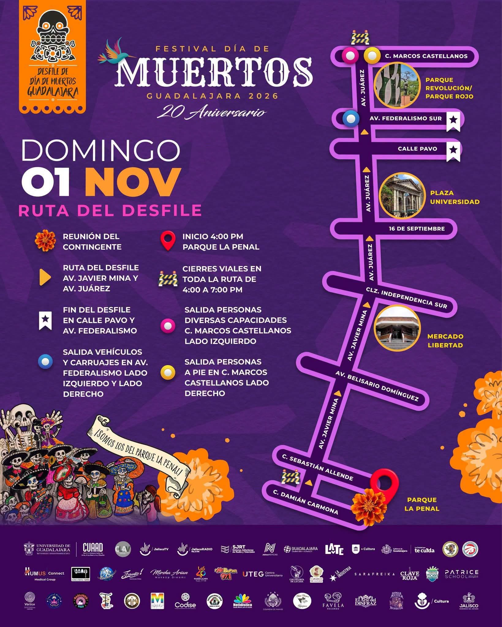 Desfile de Día de Muertos Guadalajara 2026: Ruta, Horarios y Cierres Viales del 20 Aniversario