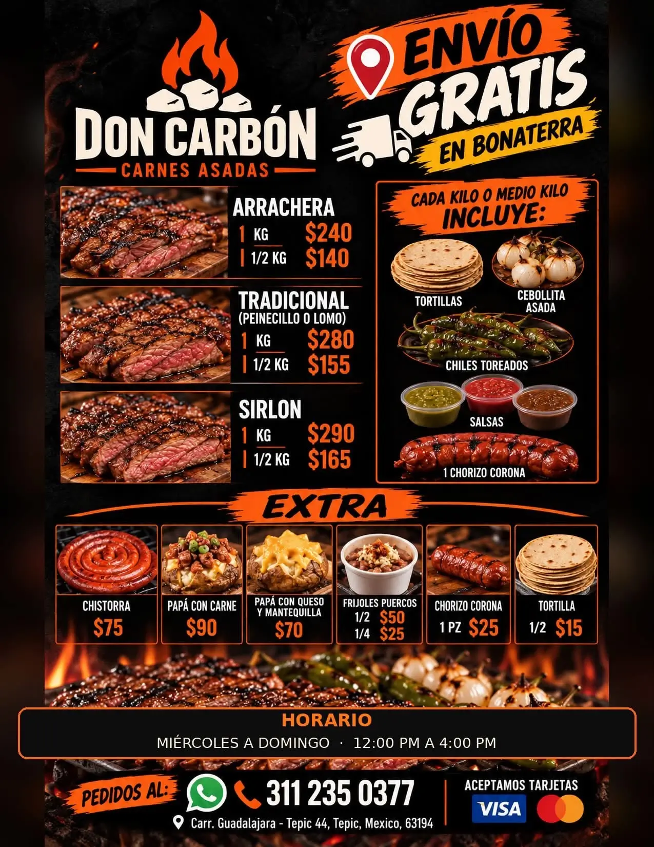 Foto de Menú de Don Carbón carnes asadas en Tepic - Precios y Pedidos | CityMap